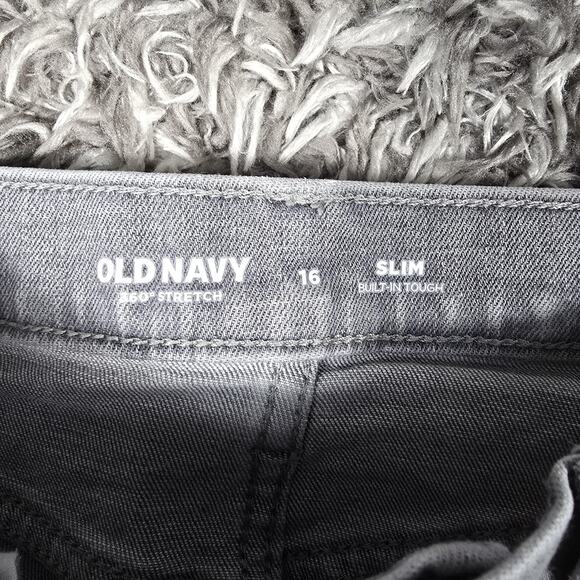Old Navy Jeans Boys 16 Gray Built In Tough Slim 360 Stretch Denim Pants - Picture 2 of 9